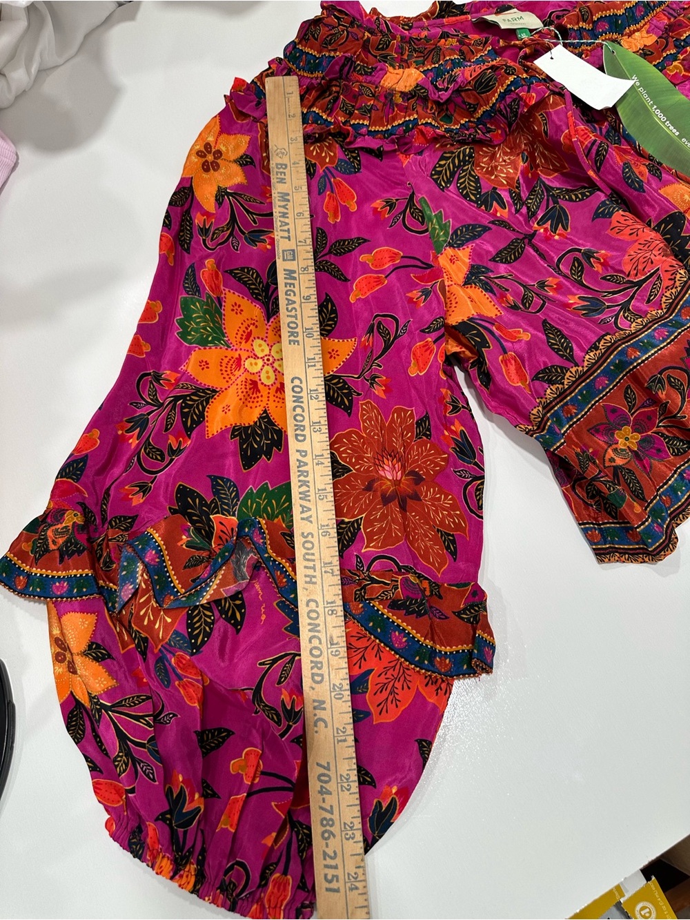 FARM Rio Pink Floral Ruffled Blouse with Orange and Green Accents - Picture 2 of 12